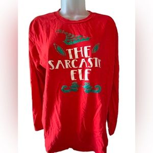 Needbo Christmas Tee Shirt Long Sleeves Cotton Size Large